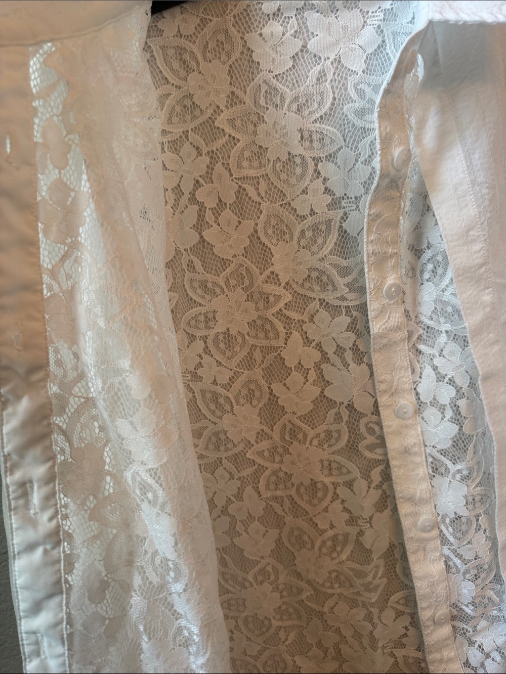 KUOSE White Lace Button-Up Blouse - Picture 4 of 8